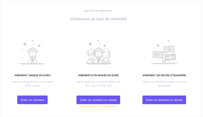 Écran de nouveau virement de l'application Qonto