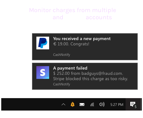 CashNotify notifications app for Windows