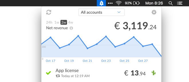 CashNotify on a Mac with a dark menu bar